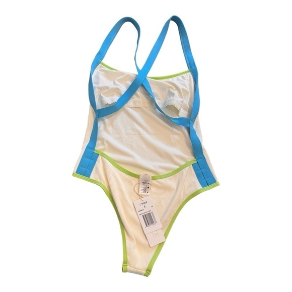 L*Space Ribbed Baewatch One Piece Swimsuit in Island-Cucumber NWT - Picture 6 of 8